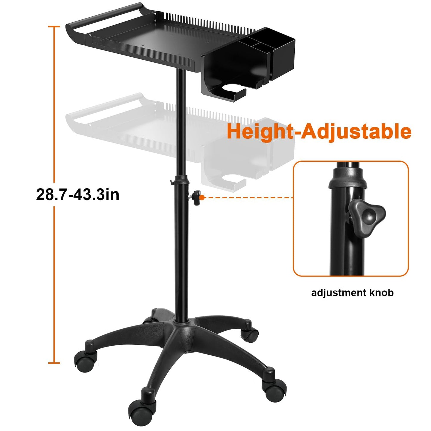 Hairstylist Rolling Cart, Salon Tray Cart on Wheels, Salon Trolley Braiding Hair Rack,Coloring Tray with Holder, Rolling Tool Trolley Hairstylist Station Organizer