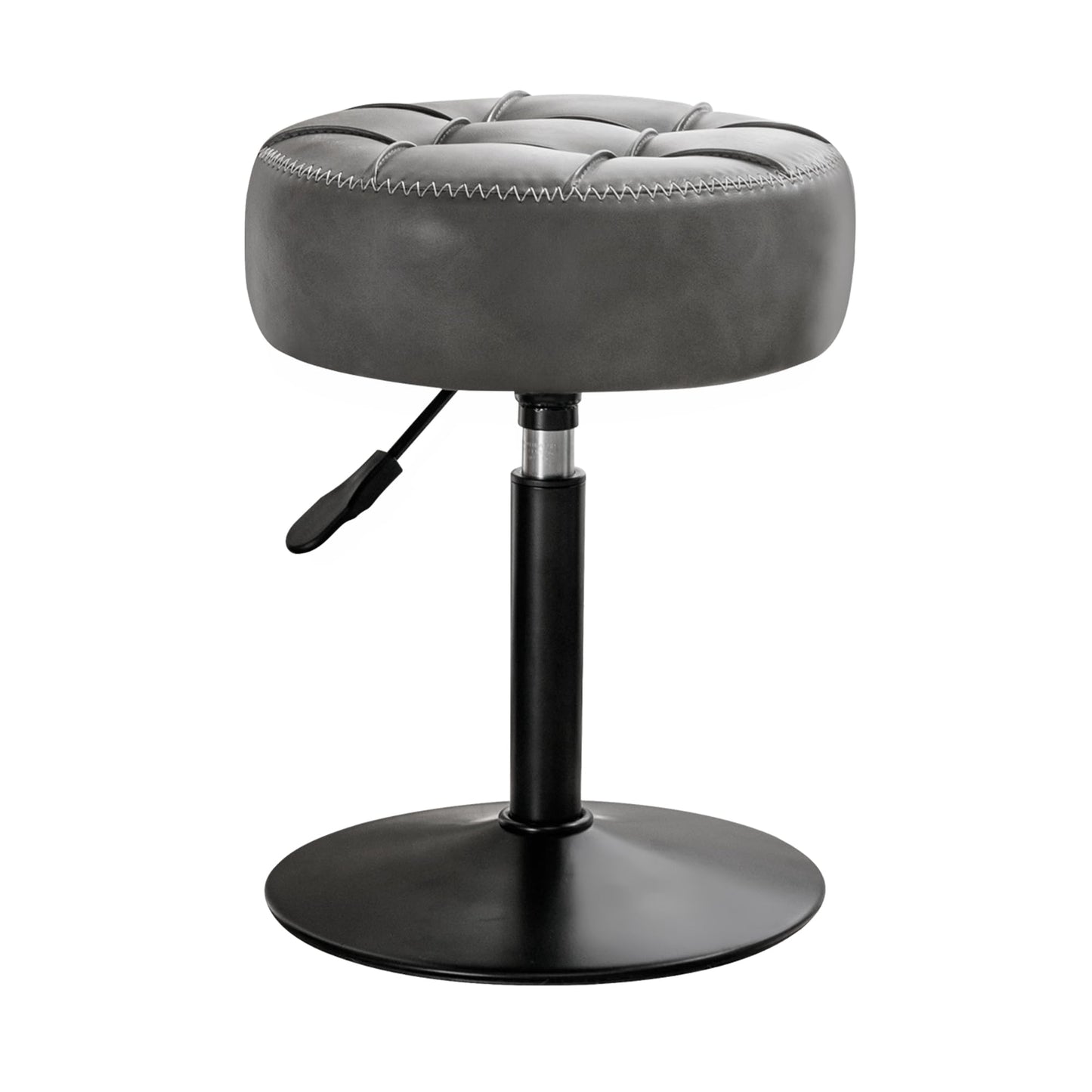 LUE BONA Height Adjustable Vanity Stool 15.8"-20.7", 360° Swivel Gray Faux Leather Chair, 300lb Capacity for Makeup Room, Bathroom