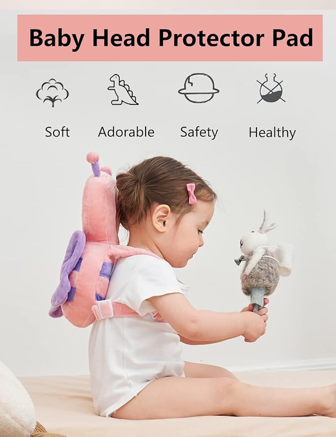 JunNeng Toddler Baby Head Protector Backpack for Toddler Walker with Knee Pads&Anti-Slip Socks, Angel