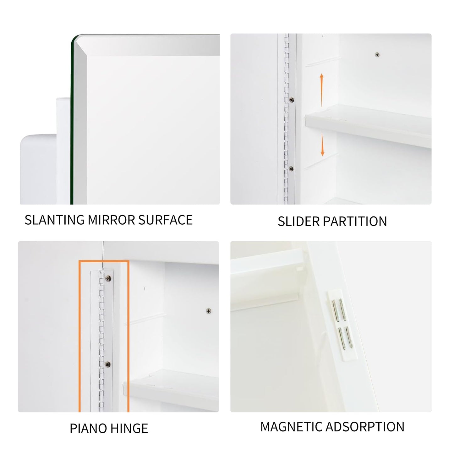 BABENET Bathroom Medicine Cabinet with Beveled Mirror,Medicine Cabinet with Storage Function,Hanging Storage Cabinet,Bathroom Mirror Cabinet,Adjustable Shelves,White (16 x 20 inch)