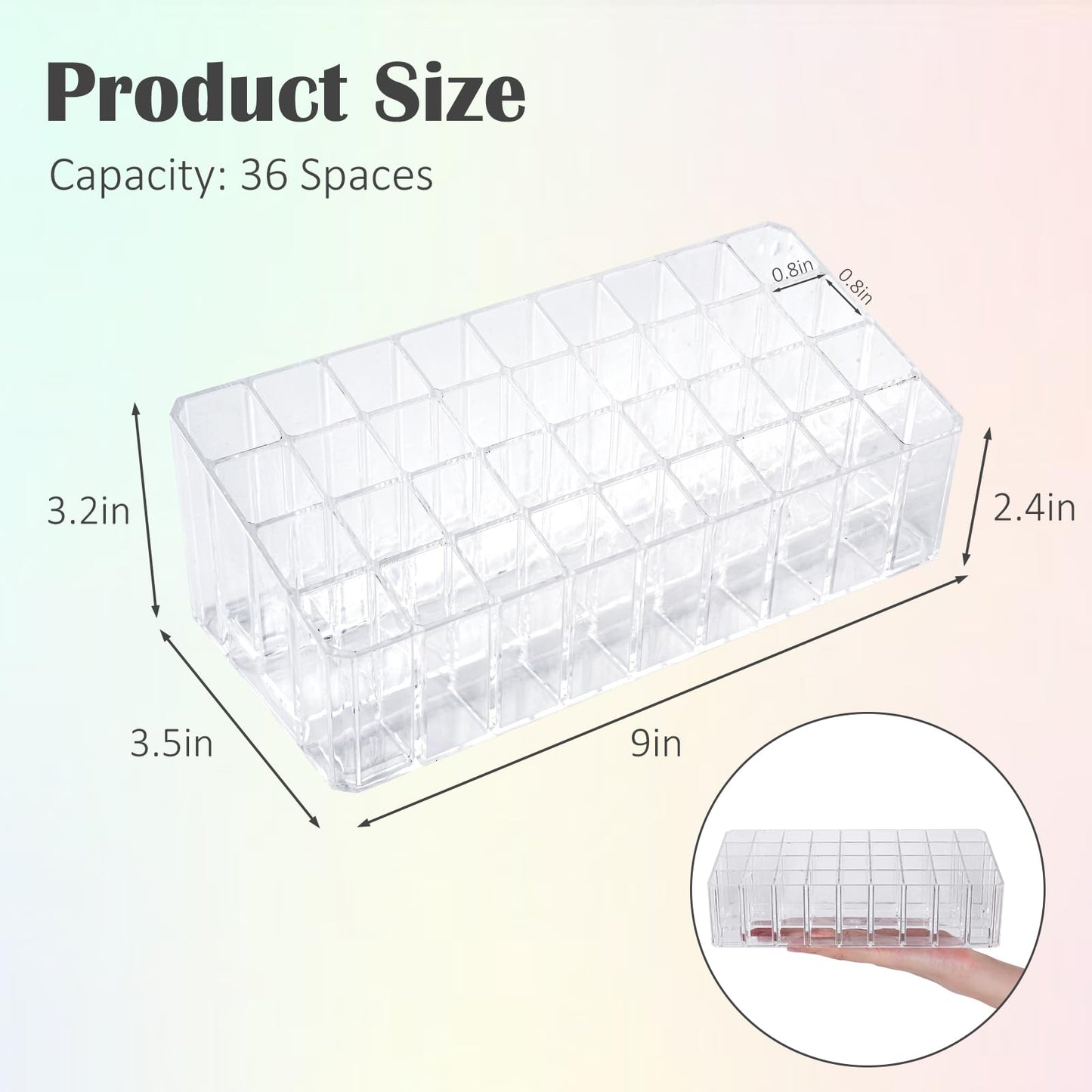 IPENP Rollerball Perfume Organizer, Beauty Scent Holder, 36 Space Clear Acrylic Perfume Organizer Refillable Container Tall Scented Oil Storage Display Case, Makeup Lipgloss Lipstick Display Case