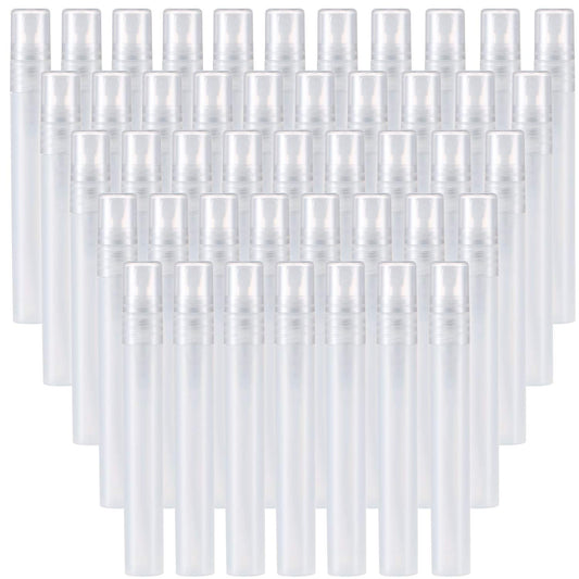 Patelai 60 Pieces 10 ml Plastic Spray Bottles Empty Fine Mist Sprayer Bottles for Travel Essential Oils Perfume Supplies(Clear)