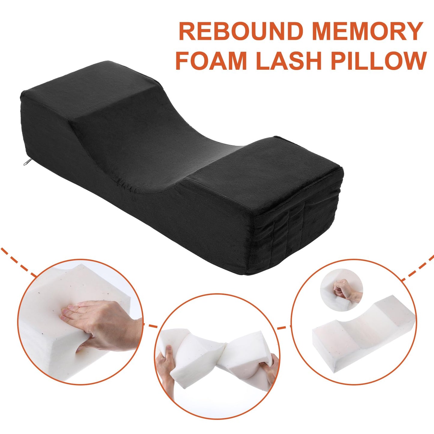 Comfortable Eyelash Extension Neck Pillow,Memory Foam Neck Contour Pillow for Sleeping Support,Beauty Salon Lash Grafting Pillow,Removable Black Velvet Cervical Pillow