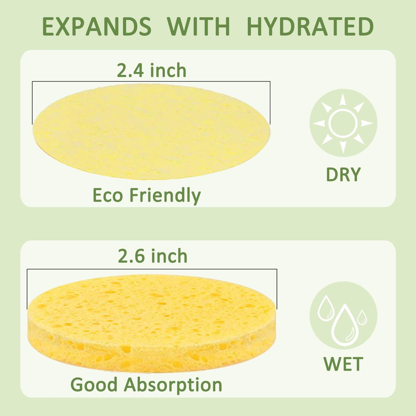 Beieverluck 300 Count Compressed Facial Sponges for Cleansing Natural Cellulose Disposable Face Sponge Spa Sponge for Face Cleansing Exfoliating Makeup or Mask Removal, Yellow