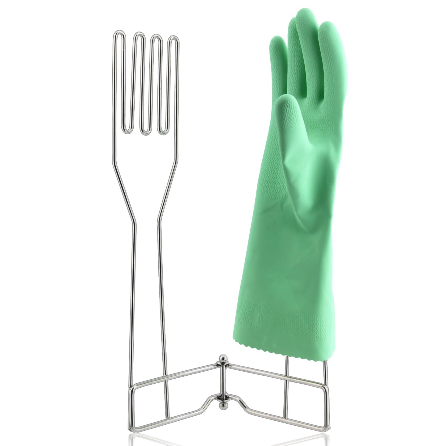 LEKUSHA Stainless Steel Dish Gloves Holder, Space-Saving Drying Rack, Silver