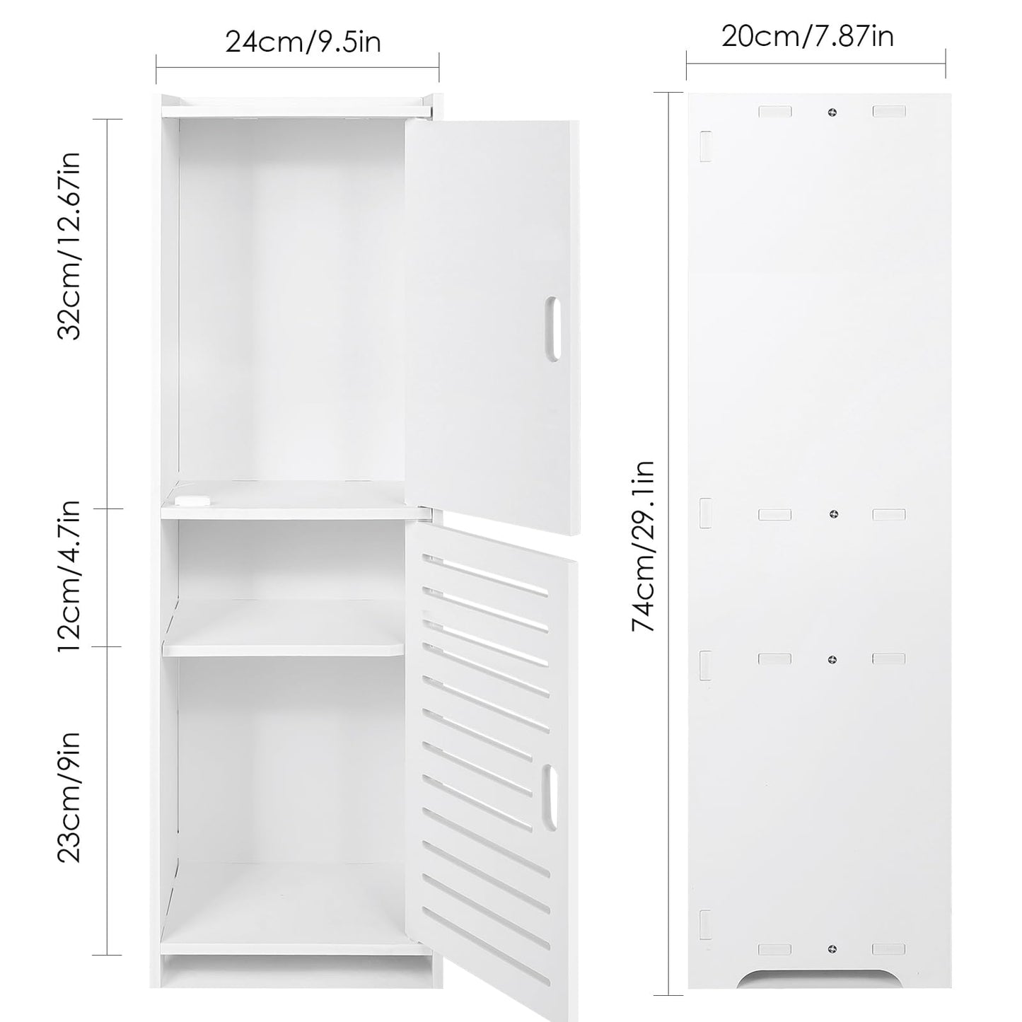 YARUKIMA Bathroom Floor Storage Cabinet,White
