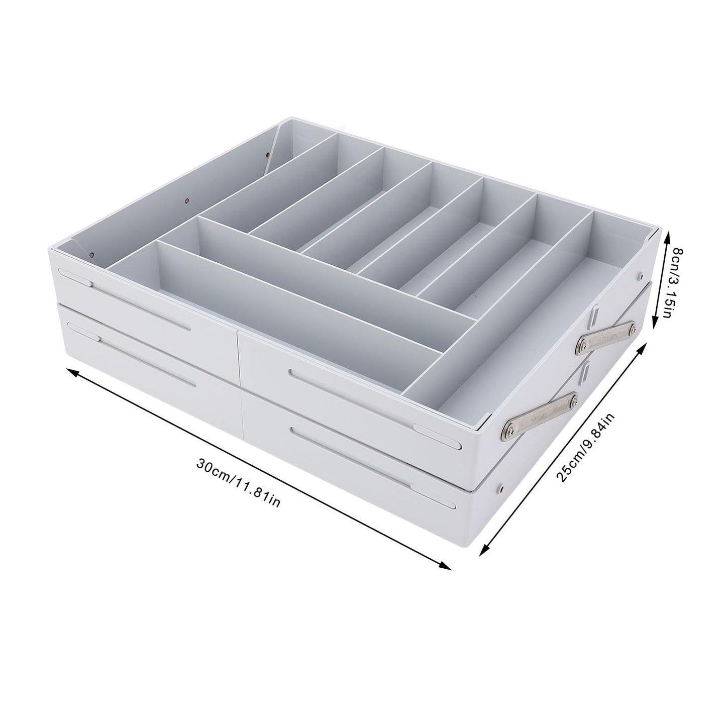 Extra Large and High Drawer Organizer, 2 Tier Smart Expandable Desk Organizer, Multi Level Junk Drawer Organizer for Makeup, Jewelry, Desk, Office Drawers (Gray)