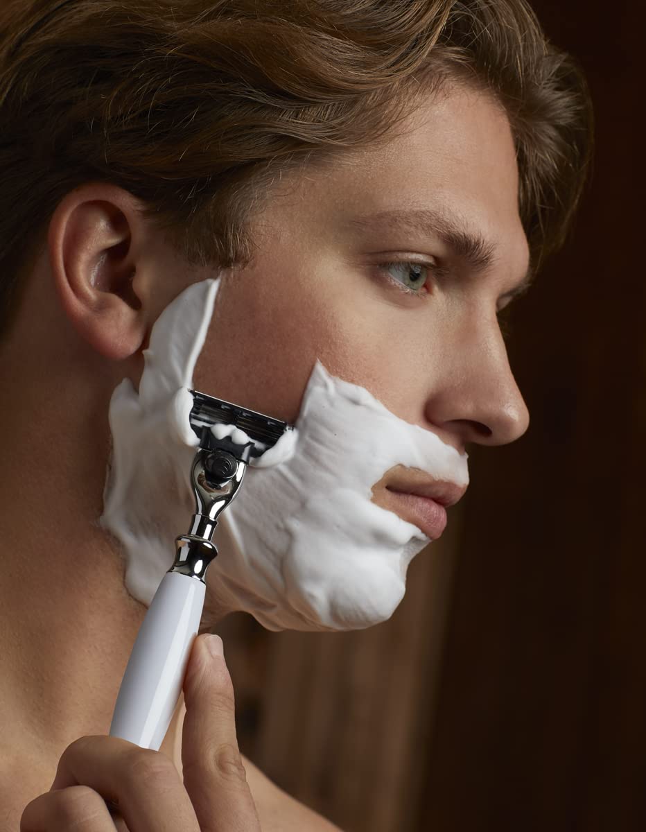 Union Razors SS2 Three Piece Shave Kit with Razor, Shaving Brush and Stand - White