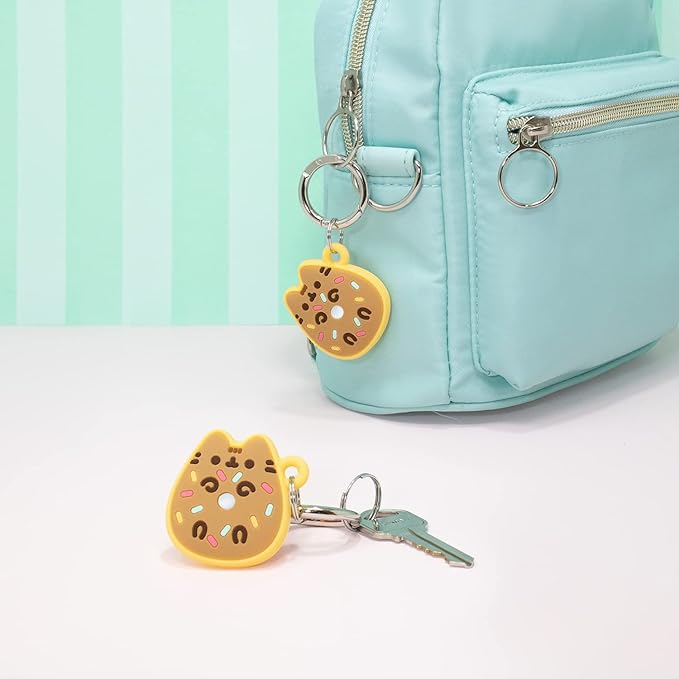 iFace x Pusheen Café Series Silicone Protective Cover [ Compatible with Apple AirTag][Cute Character Case] [Carabiner Keychain Clip Included] - Set of 4 in Gift Box