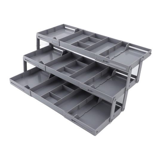 ZJchao 3 Tier Drawer Organizer, Junk Drawer Organizer 3 Drawer Storage Organizer Expandable Jewelry Tray Earring Storage Case for Home Office Makeup Bathroom Organizing (3 Tier)
