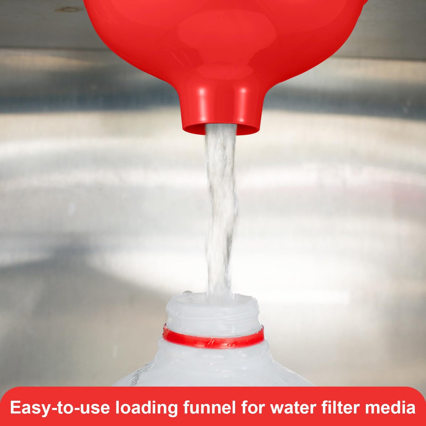 Vesici Extra Large Wide Mouth Funnel 2.5" x 10" Multi Purpose Filling Funnel Plastic Reusable for Water Softener Resin Tanks Carbon Media Jar Filling Use(Red,2 Pack)
