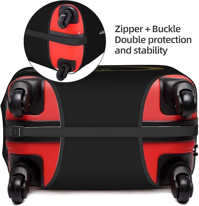 Decorative D Suitcase Protectors Elastic Washable Luggage Covers With Concealed Zippers For 18-32 Inch Luggage (Size L: Fits 25-28 Inch)