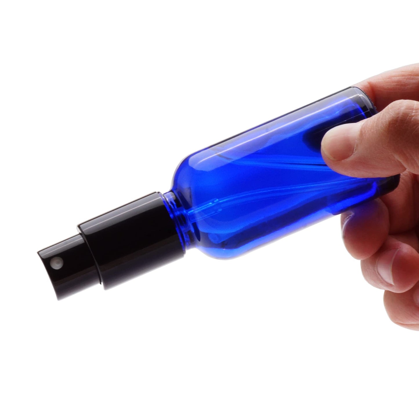 YIZHAO Blue Glass Spray Bottles 4oz, with Small Fine Mist Spray, Metal Cap, Refillable for Essential Oil,Travel,Cleaning,Perfume,Aromatherapy,Makeup – 4 Pcs