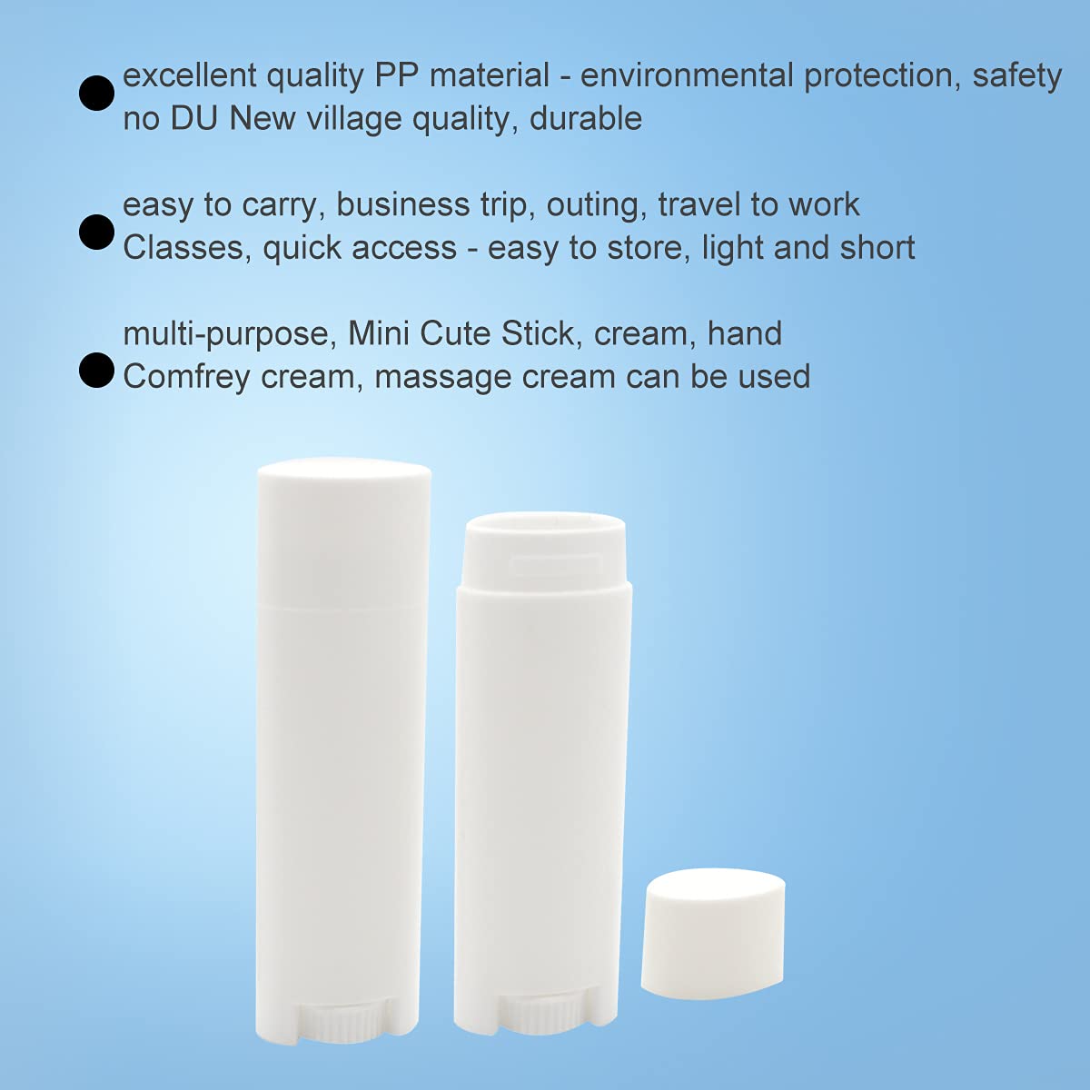Ewanda Store 5ml Oval Lip Balm Tubes, 100PCS Plastic White Empty Deodorant Containers, Lip Gloss Container Holder With Caps