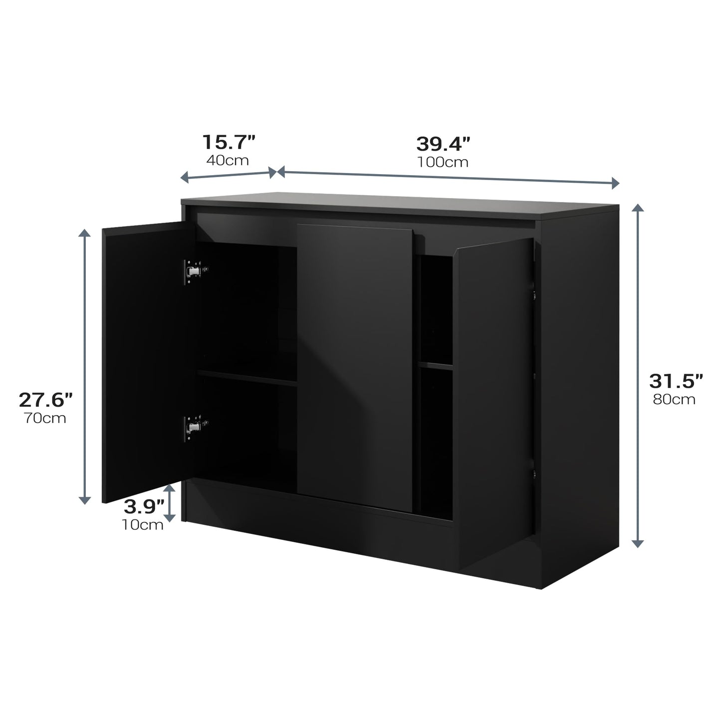 Housoul Buffet Cabinet with 3 Doors, Modern Kitchen Buffet Sideboard, Wood Coffee Bar Cabinets with Adjustable Shelf for Living Room, Dining Room, Entryway, Black