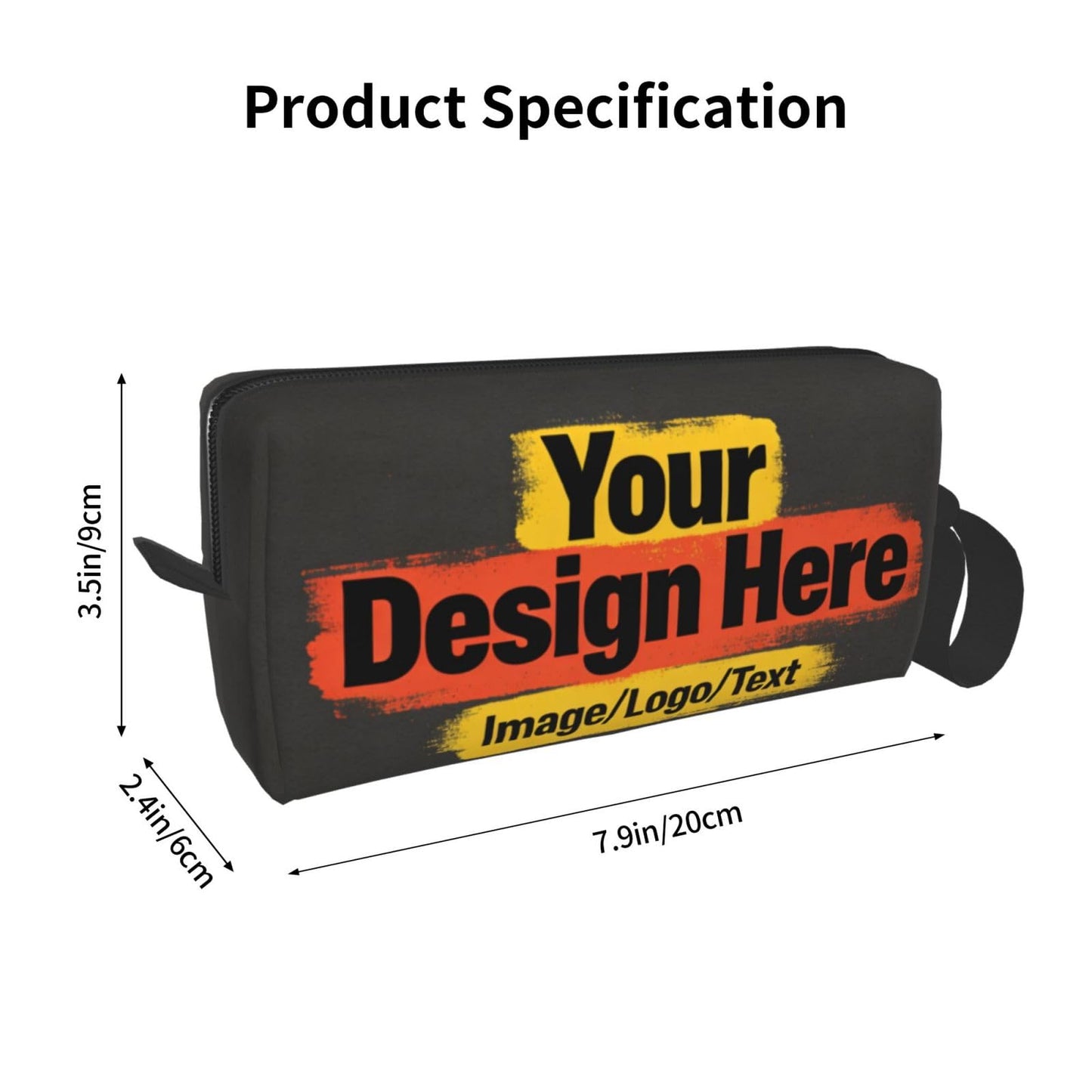 OLUSENMO Custom Personalized Cosmetic Makeup Bag 7.9x3.5x2.4 Inch, Upload Your Own Image Photo Text, 600D Oxford Fabric Portable Travel Toiletry Bag with Shockproof Foam Protection for Women