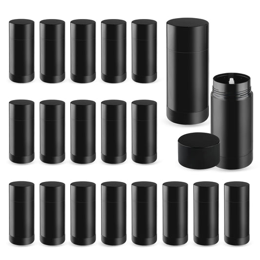 20 Pcs 15g/0.5oz Deodorant Jars Empty Refillable Round Plastic Deodorant Bottles Twist Up Bottom Filling Stick Tubes for Homemade DIY Lotion Bar Chapstick - Black