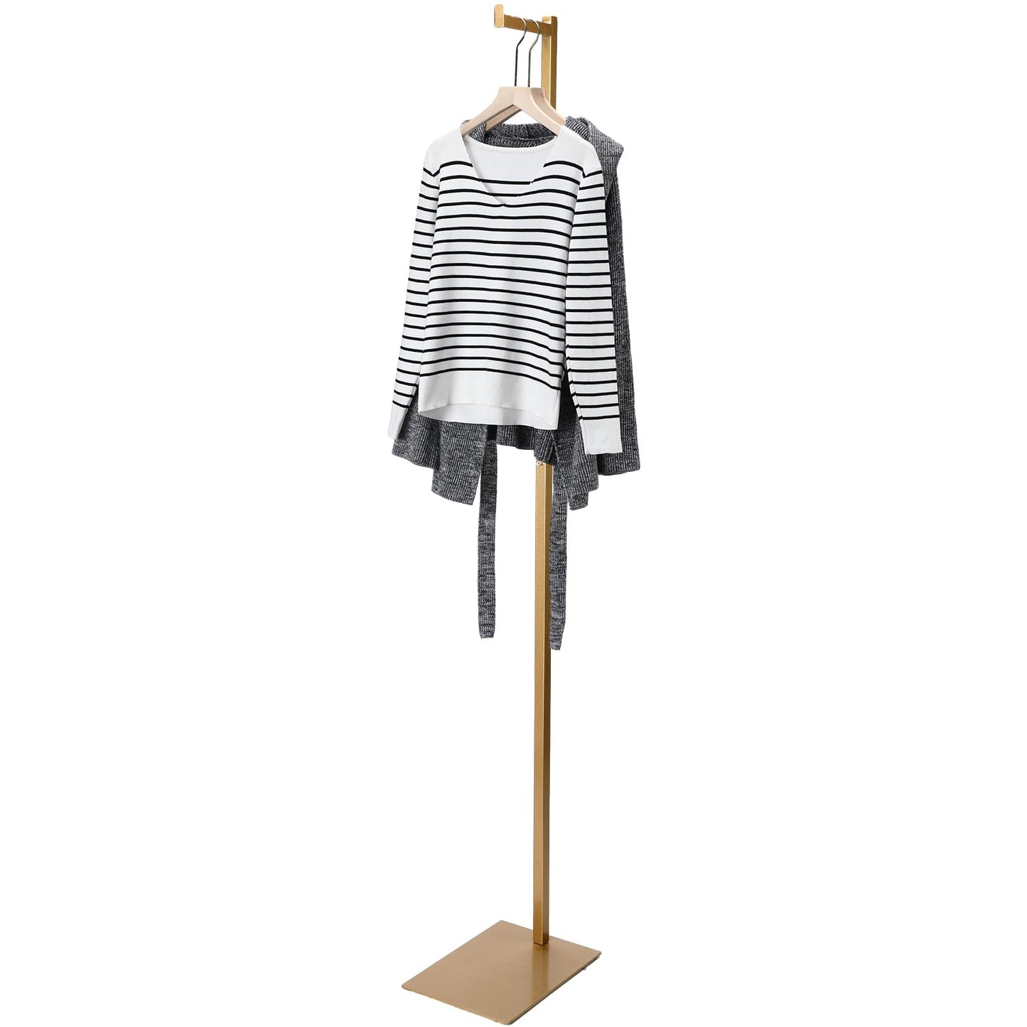 Sintuff Adjustable Cloth Display Stand 48-72 Inches Single Garment Rack Metal Costumer T Shirt Display for Thrift Shop Vendors Retail Store(Gold)