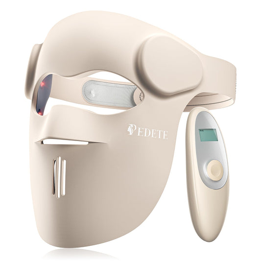 Pedete Red Light Therapy Mask, 9 Modes Wireless LED Face Mask with 326 LEDs, 2500mAh Rechargeable Red & Near-Infrared Light Therapy Mask