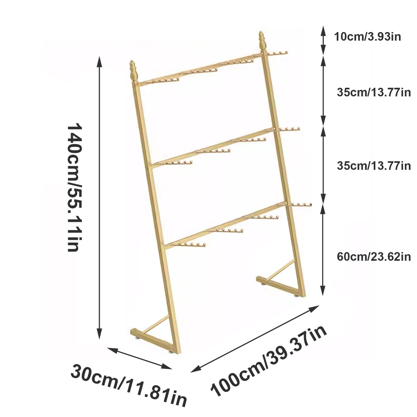 SHZYJBRY Clothing Store Underwear Sock Display Stand with 12 Hooks, 3 Tier Lingerie Bra Rack Swimsuit Organizer Hanger, Commercial Shelves for Panty Waist Chain Gloves Storage
