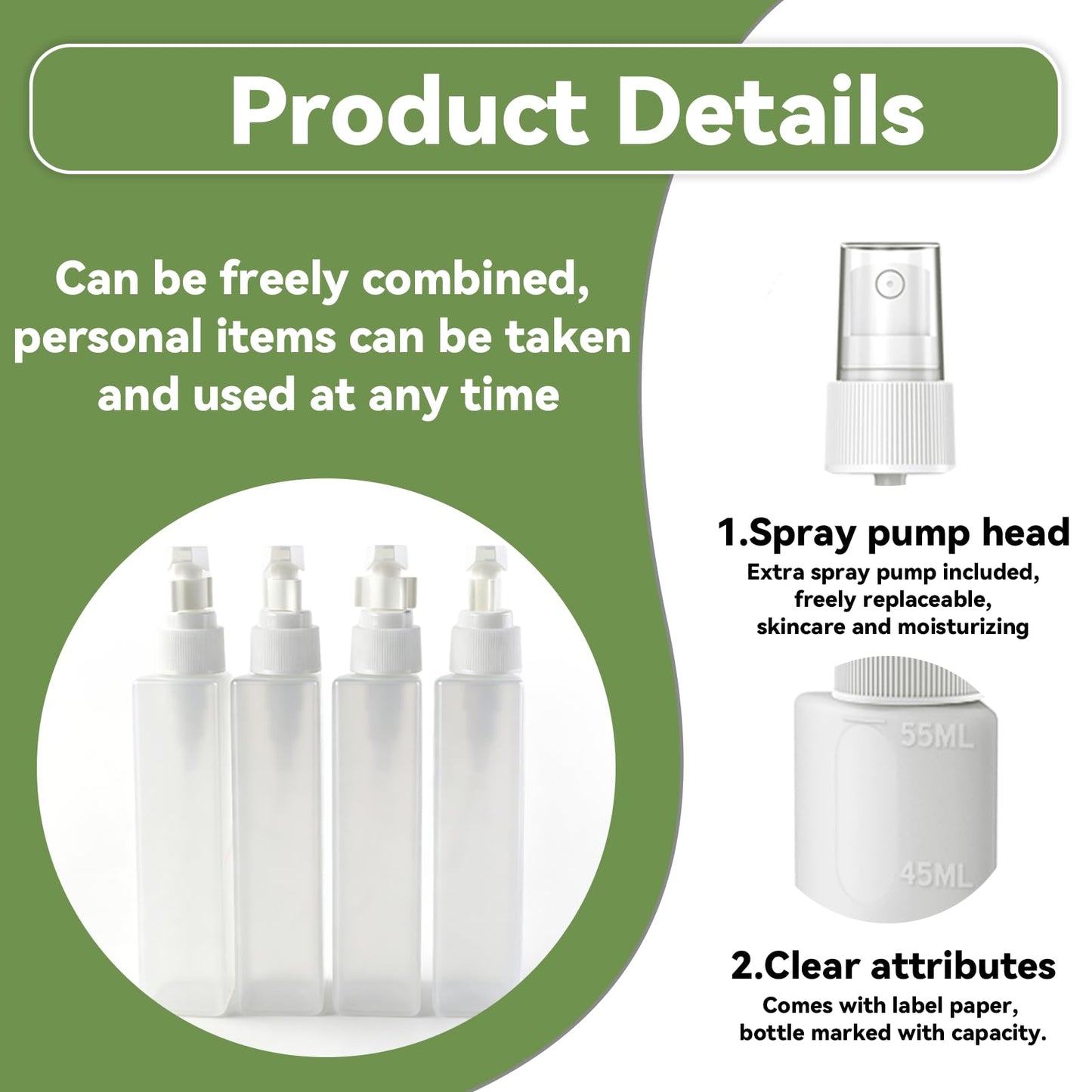 MORMID 4 in 1 Travel Dispenser，Unbreakable Silicone Travel Dispenser Bottle, Vacuum Suction Wall Mounted Refillable Containers,Leakproof Toiletry Containers for Shampoo, Lotion, Baby Care-Green.