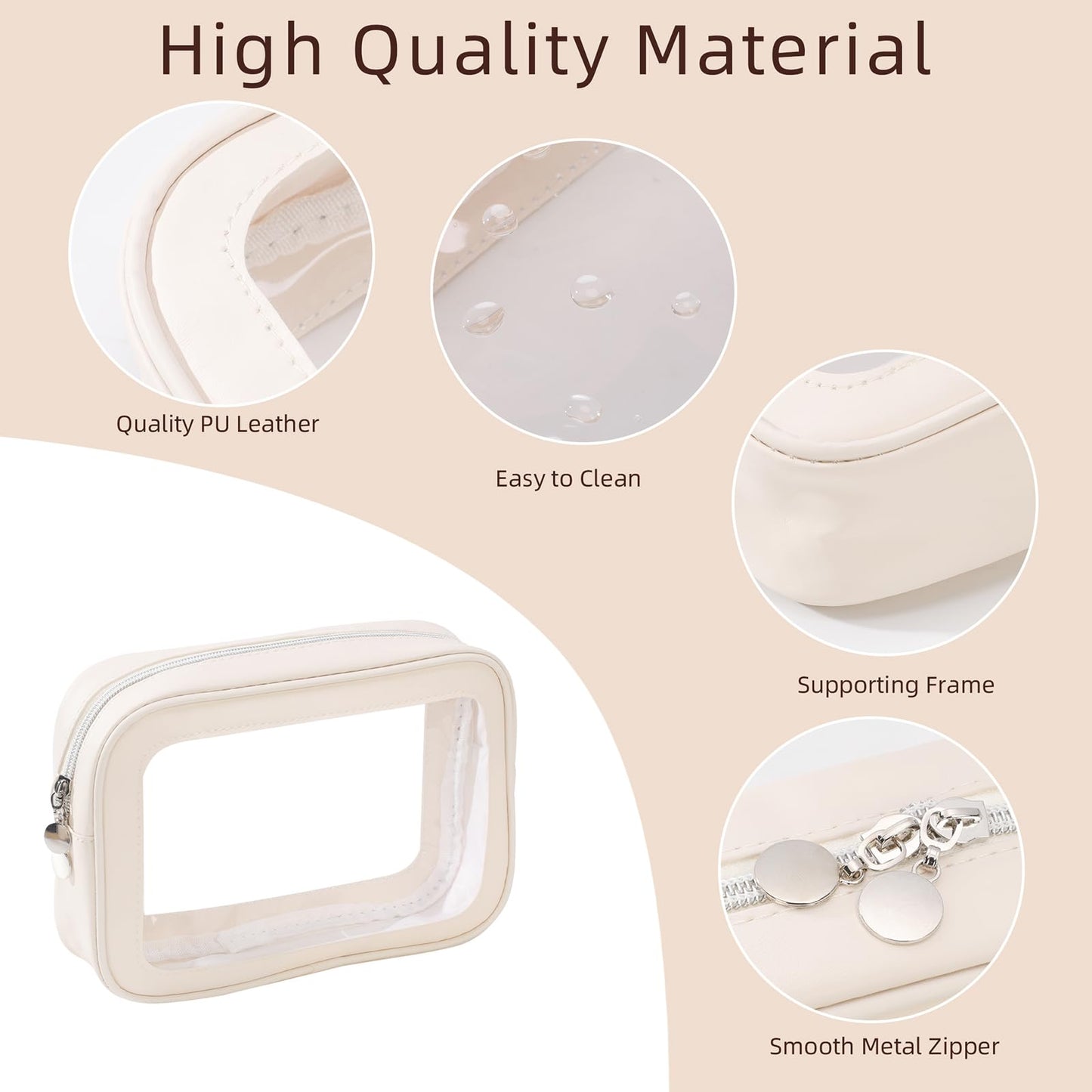 5PCS Diaper Bag Organizer Pouch Set, Clear Organizer Bags, TSA Approved Toiletry Bag, Clear Waterproof Cosmetic Bags with Zipper, Purse Organizer Pouches, Travel Organizer Bags for Woman and Kids