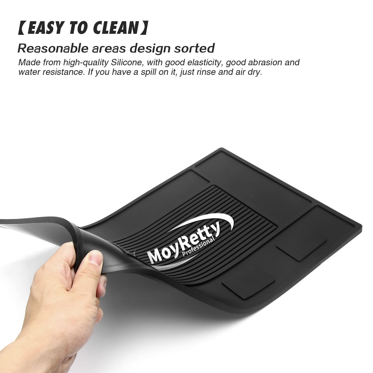 MoyRetty Magnetic Barber Organizer Mat for Clippers(17.7'' x 11.8''), Professional Anti-Slip Heat-Resistant Silicone Pad for Hair Stylist Supplies- 4 Magnets