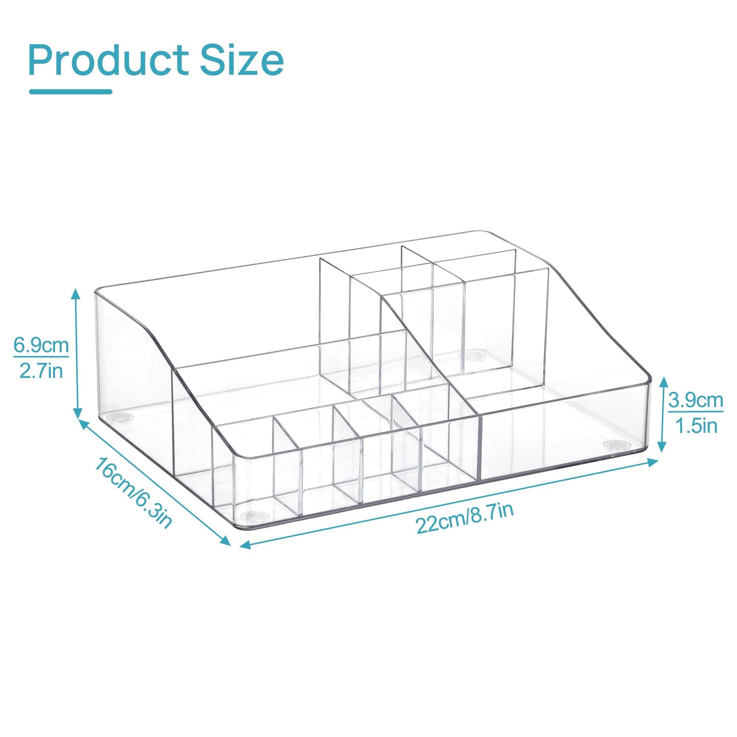 Vtopmart 1 Tier Clear Plastic Makeup Organizer with Drawer, Cosmetic Storage for Dresser Countertop and Bathroom Vanity, Beauty Holder for Lipstick Brush Skincare