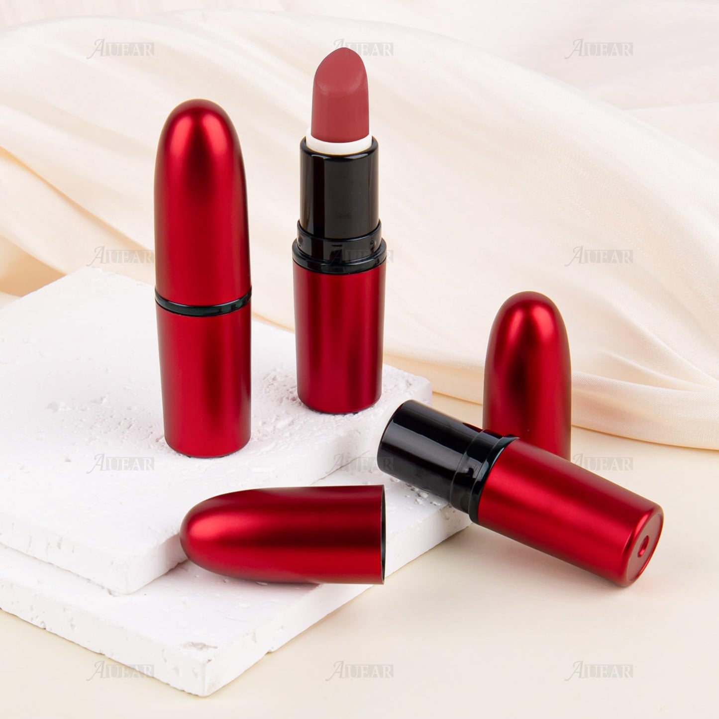 AUEAR, Empty Lipstick Tubes Bullet Shaped Holders Lip Balm Container for DIY (Red, 15 Pack)