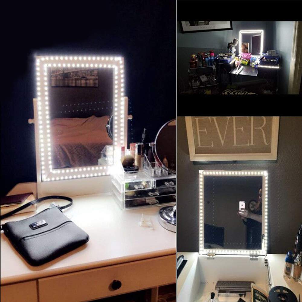 ZOKON 13ft/4M Led Vanity Mirror Lights Kit Bendable NO Need to Cut Vanity Make-up Mirror Cloakroom Adjustable Flexible Strip Light Table Set with Dimmer and Power Supply