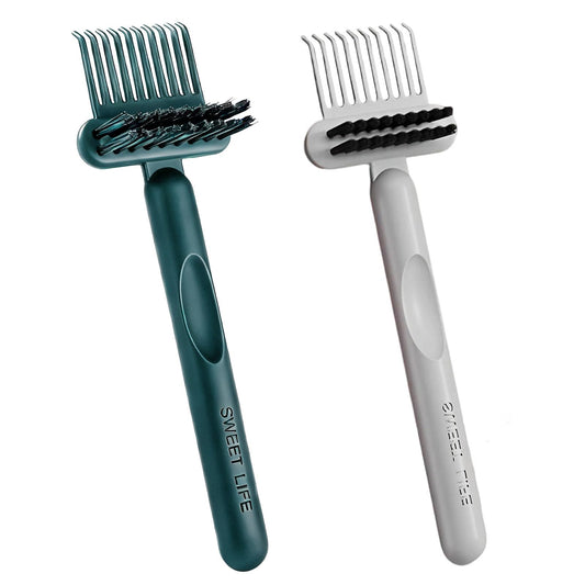 Jurrissa 2 Pack Hair Brush Cleaning Tool, 2-in-1 Cleaner Tool, Portable Cleaning Tool Set for Brush Comb Keyboard, Remover Rake for Removing Hair Dust, Home and Salon Use(Green&Grey)