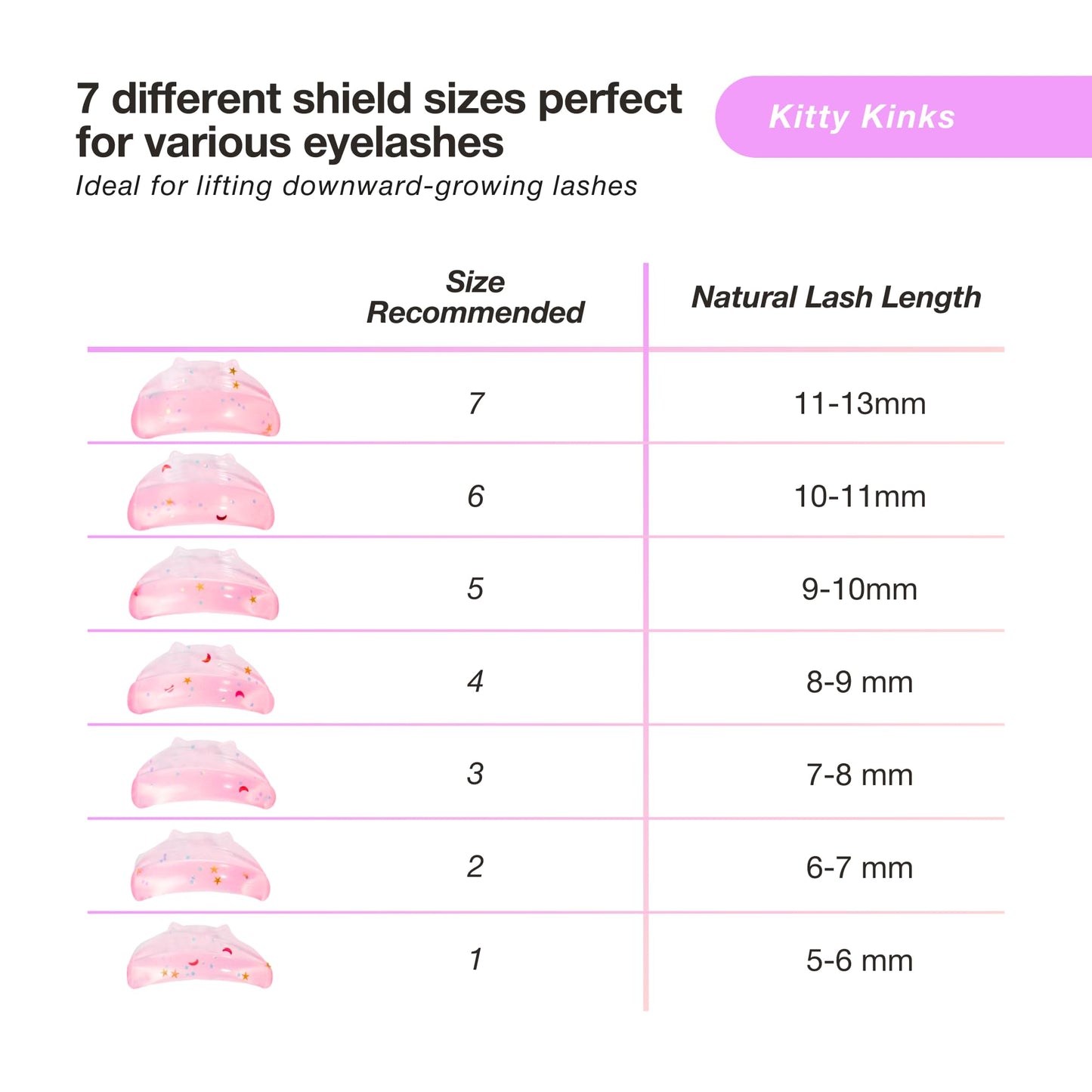 Curacoro Lash Lift Shields, 14 Pcs/7 Sizes Lash Lift Rods, Lash Lift Pads for Eyelash Curling and Lifting, Reusable Silicone Lash Rods for Eyelash Perm Lamination