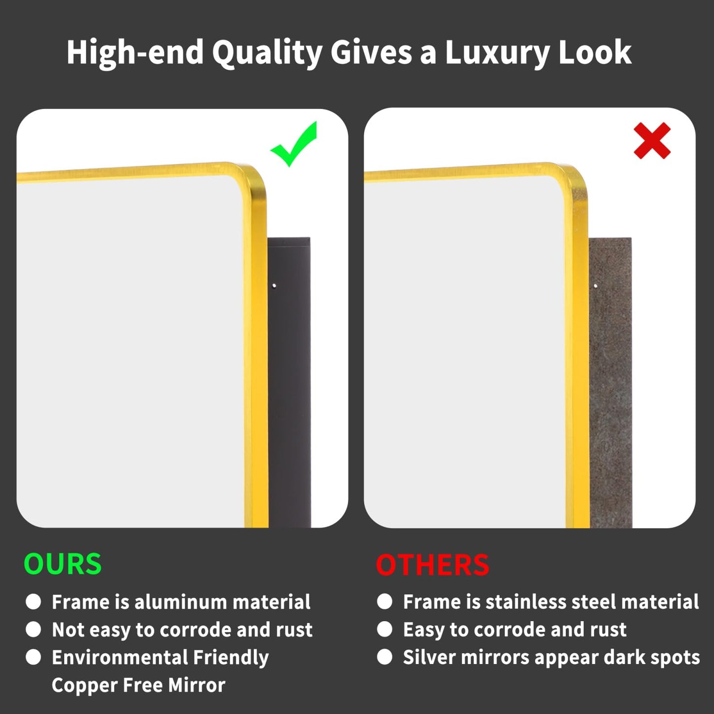Movo Gold Metal Framed 24 Inch x 30 Inch Bathroom Medicine Cabinet with Mirror Aluminum Farmhouse Vanity Mirrors Recess or Surface Mount Installation
