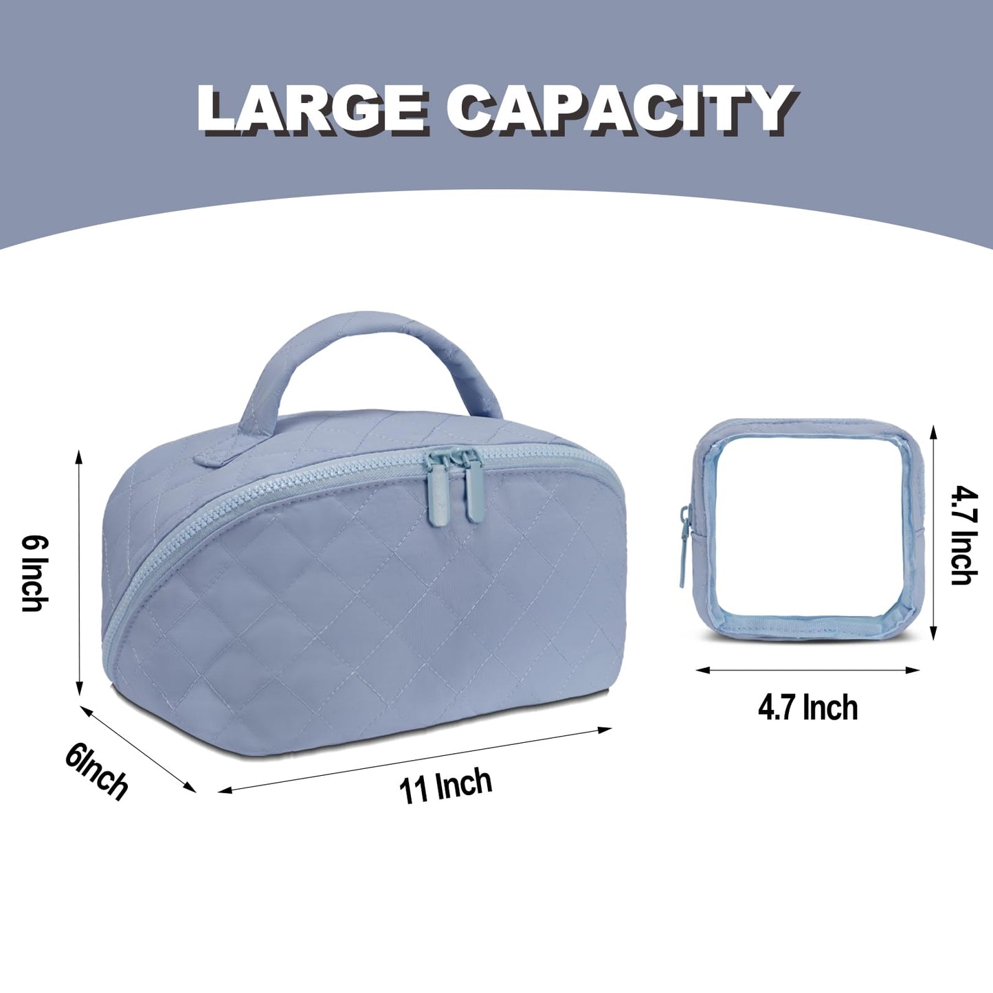 SXS LACONIC Makeup Bag,Quilted Puffer Cosmetic Bags,Travel Toiletry Bag for Women,Large Capacity Waterproof Make up Bag Set