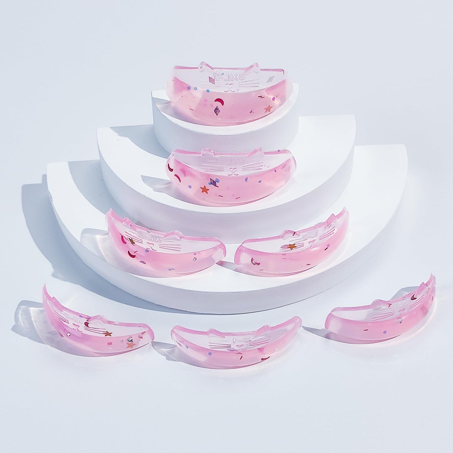 Libeauty Premium Lash Lift Rods, Eyelash Lift Shields 7 Sizes, Reusable Silicone Pads for Eyelash Curling & Lifting, C-Curl Pink Cat Shape
