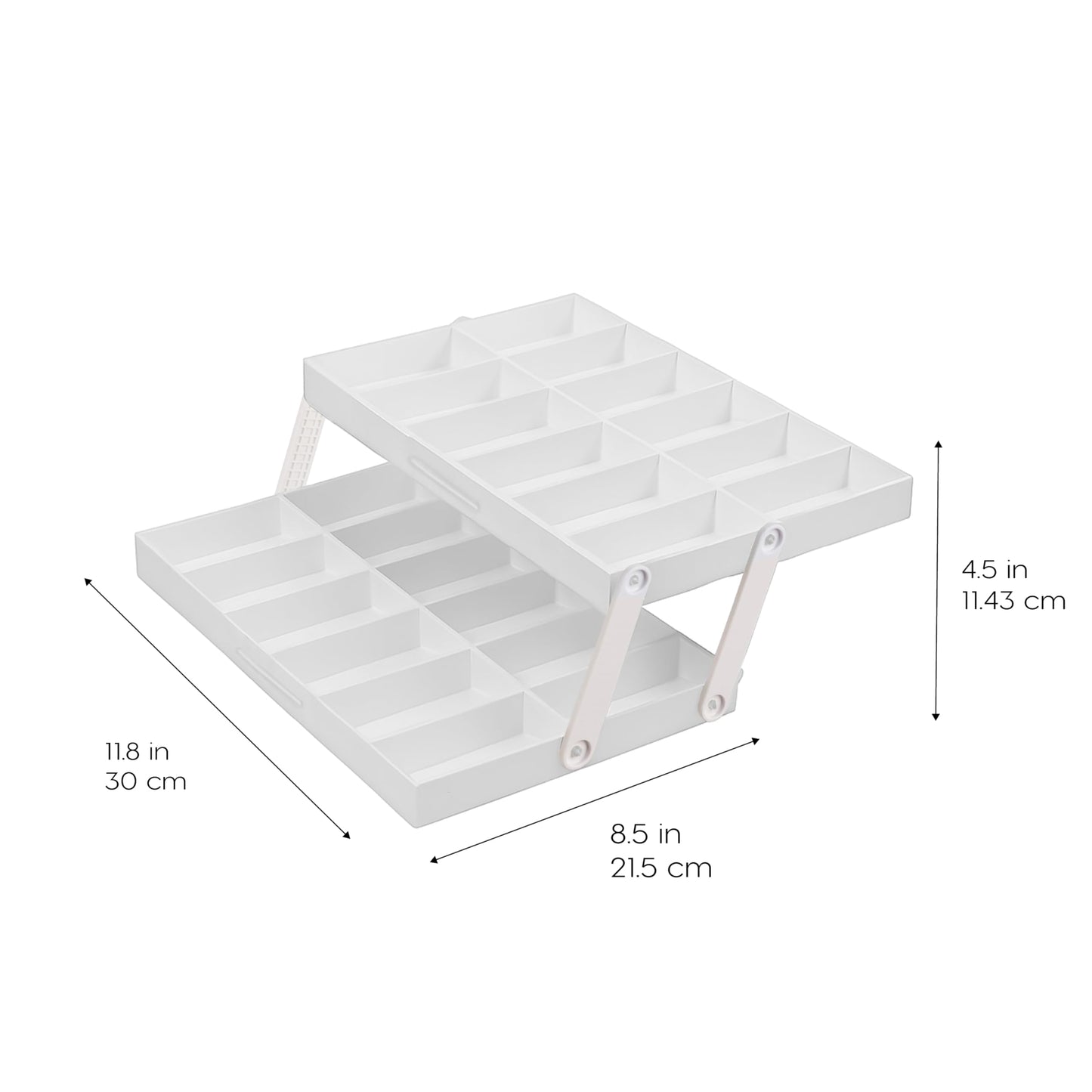 IRIS USA 2-Tier Drawer Organizer Expandable |Made in USA| Multi-Level Collapsible Organization, Comes with Dividers for Crafts, Makeup, Jewelry & Office - White