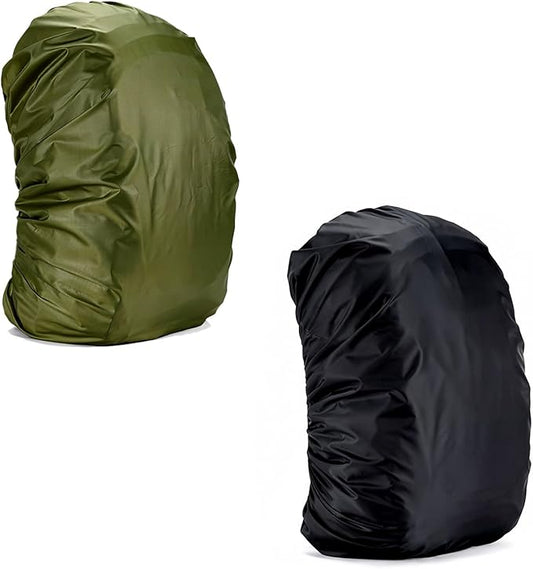 Silfrae Waterproof Rucksack Cover Backpack Rain Cover 30L-100L for Travel Climbing Hiking (Black+Green, 60L-70L)