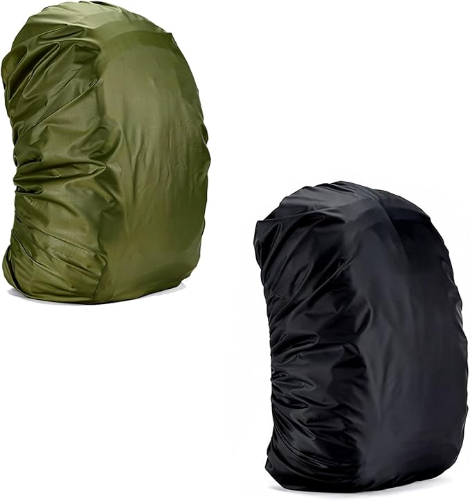 Silfrae Waterproof Rucksack Cover Backpack Rain Cover 30L-100L for Travel Climbing Hiking (Black+Green, 70L-80L)
