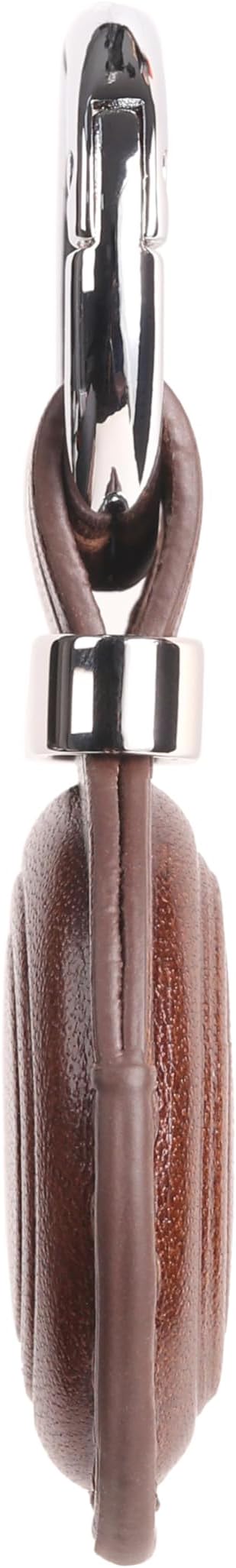 Genuine Leather Keychain Holder Compatible with AirTag - Secure Case Cover Key Ring Chain Fob Accessories Intended for Air Tag - Dark Brown (2 Pack)