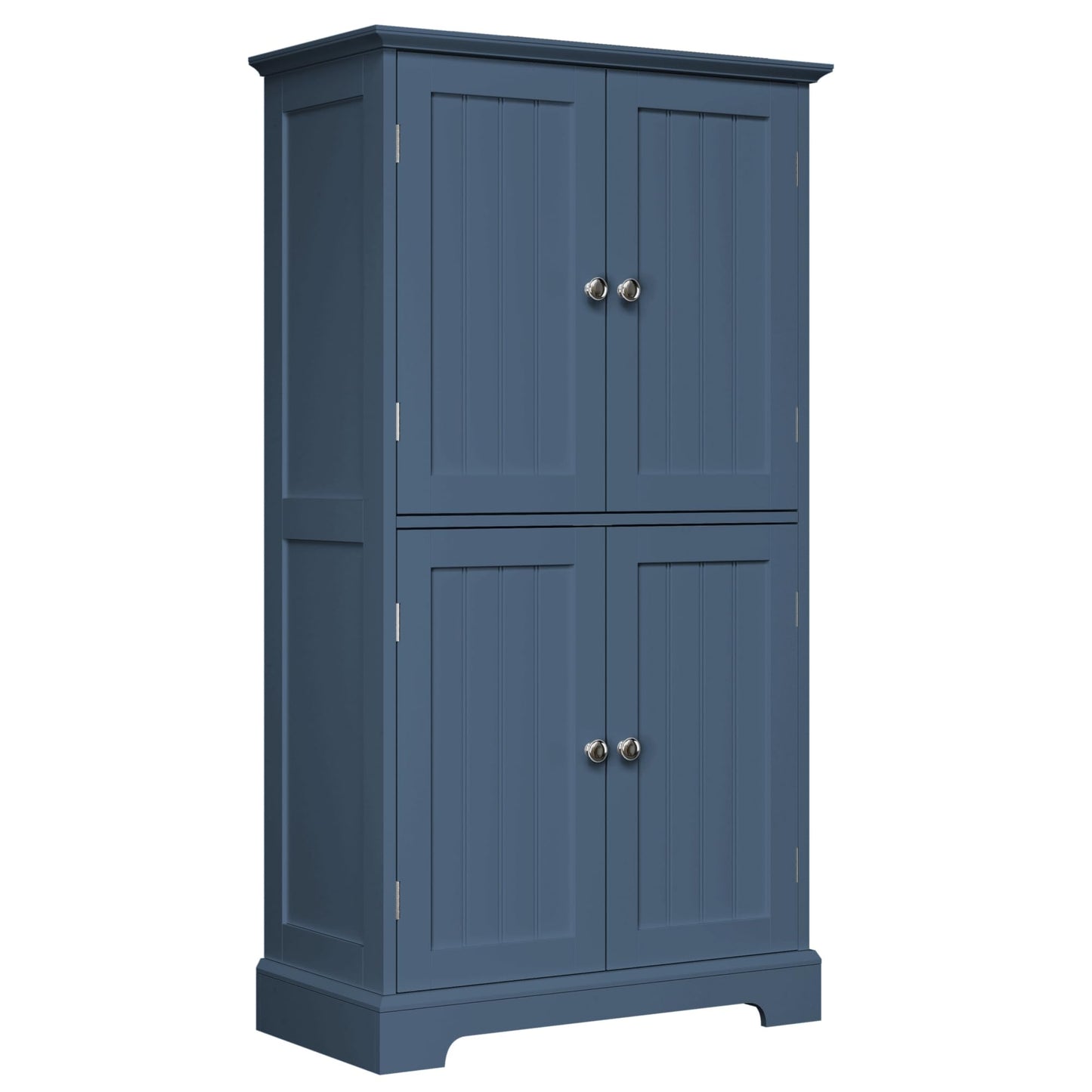 ChooChoo Bathroom Floor Cabinet, Modern Bathroom Storage Cabinet with 4 Doors and Adjustable Shelves, Freestanding Cupboard for Living Room, Blue