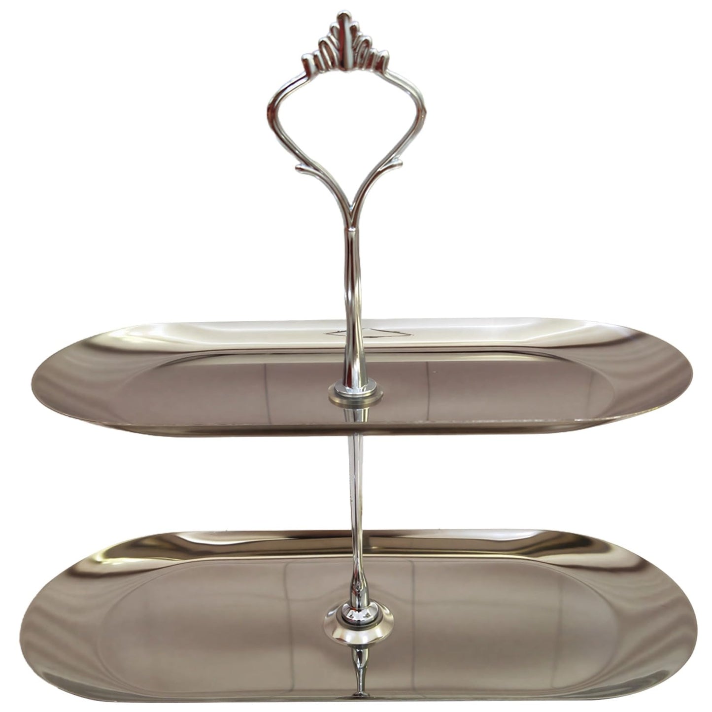 2-Tier Dessert Stand, European Style Stainless Steel Cake Stand with Crown Zinc Alloy Support, Lightweight Creative Home Afternoon Tea Pastry Cosmetic Tray, Fruit Plate
