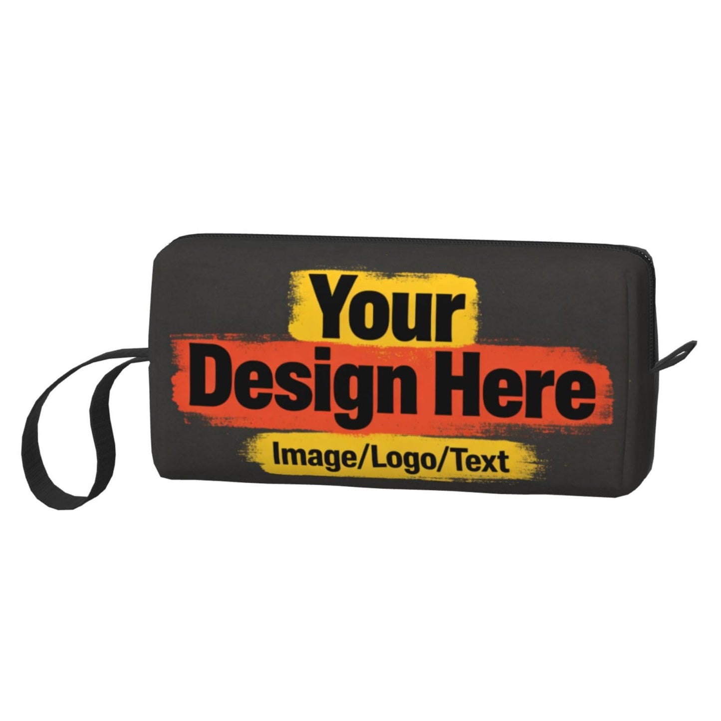 OLUSENMO Custom Personalized Cosmetic Makeup Bag 7.9x3.5x2.4 Inch, Upload Your Own Image Photo Text, 600D Oxford Fabric Portable Travel Toiletry Bag with Shockproof Foam Protection for Women