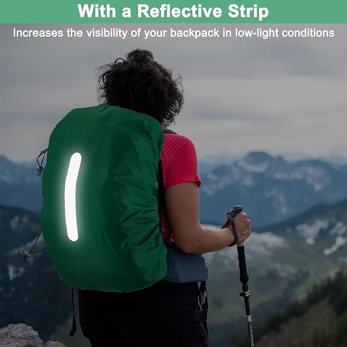 Waterproof Backpack Rain Cover Waterproof Backpack Cover, Bag Rain Cover with A Vertical Reflective Strap for Hiking/Biking/Camping/Outdoor Traveling
