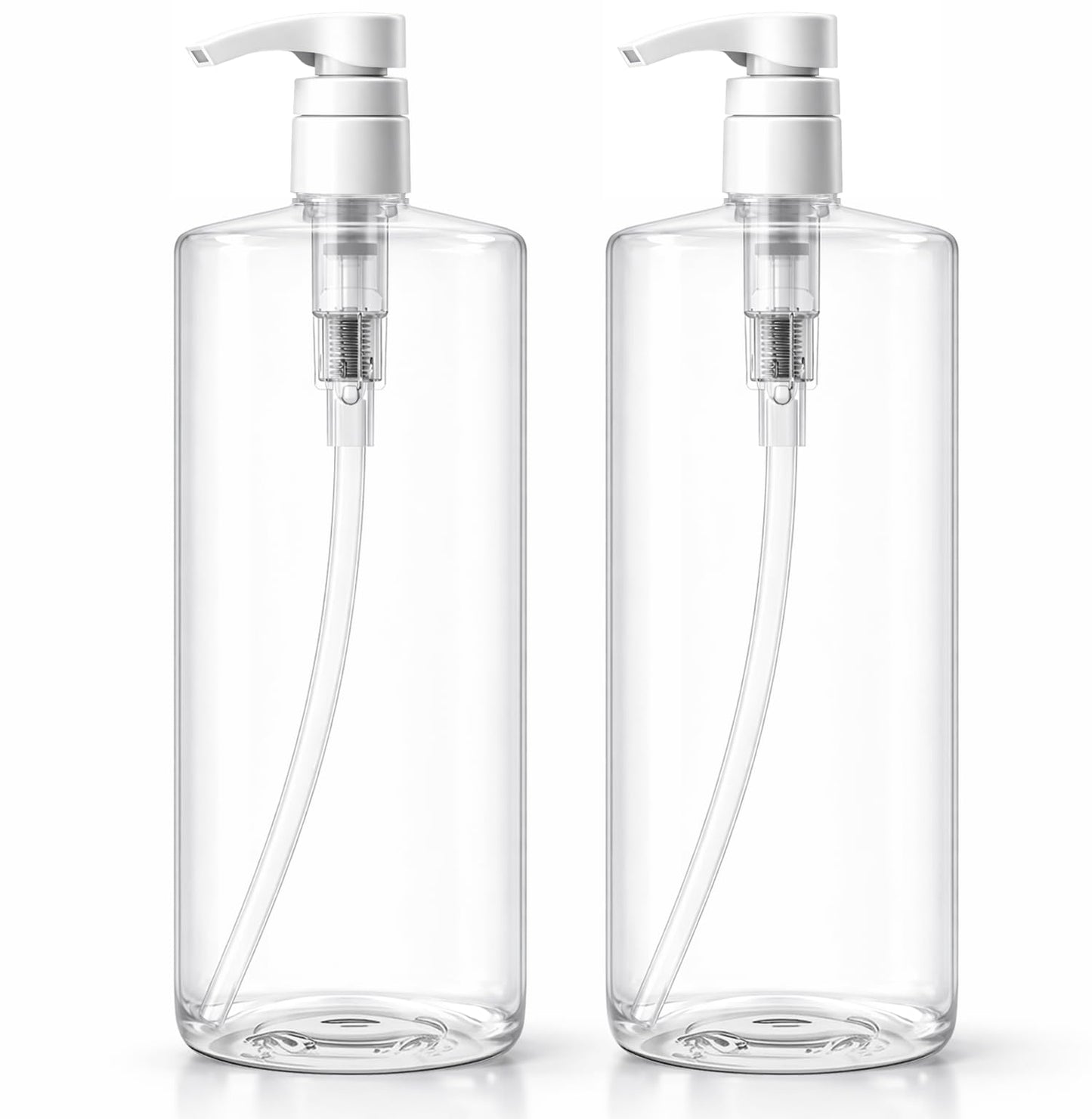 Bar5F Pump Bottle (2-Pack 32-Ounce 1-Liter) Empty for Shampoo Conditioner Body Wash Lotion BPA-Free Crystal-Clear