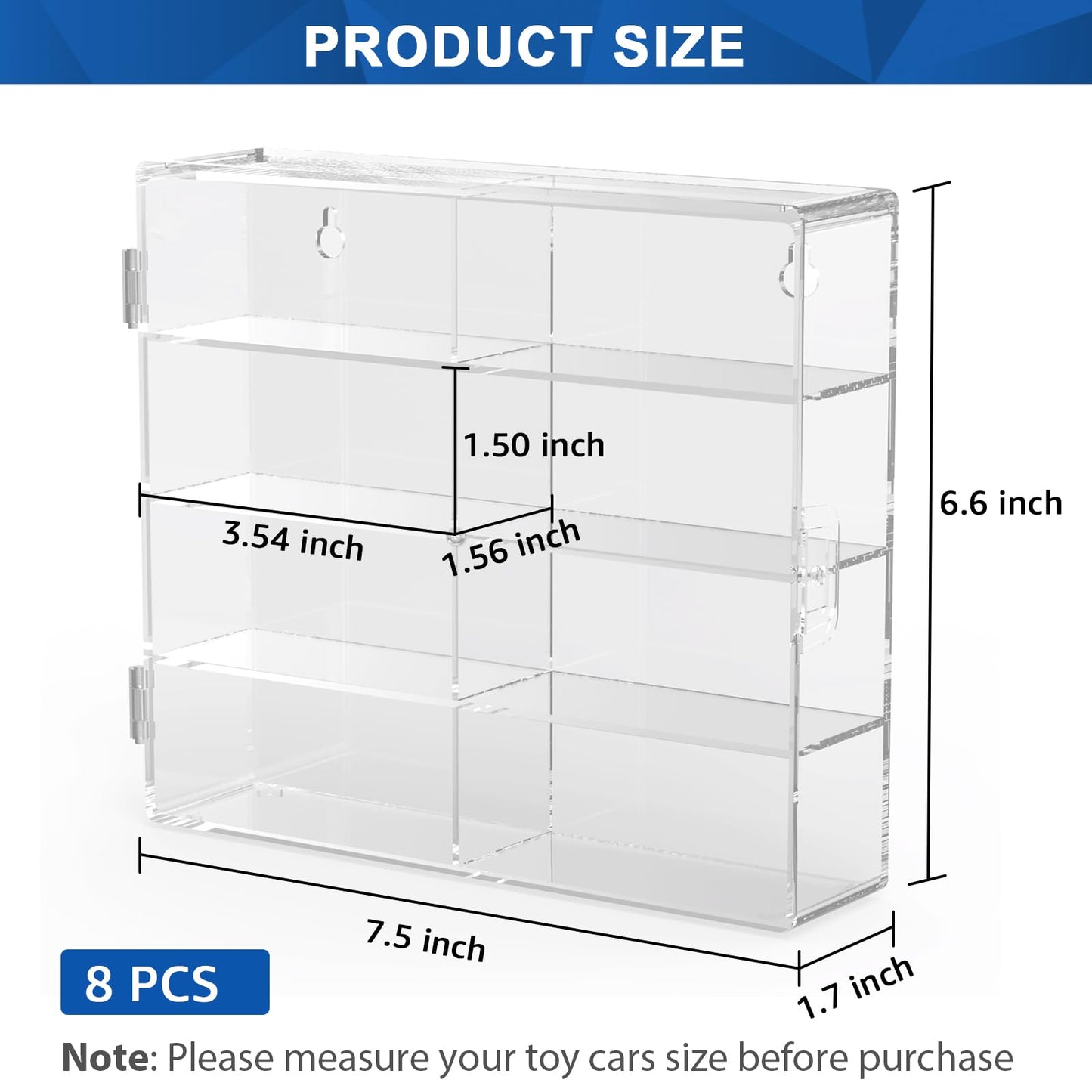 CHONOVO Clear 1/64 Toy Car Display Case for Matchbox Hot Wheels Car, 4 Pack