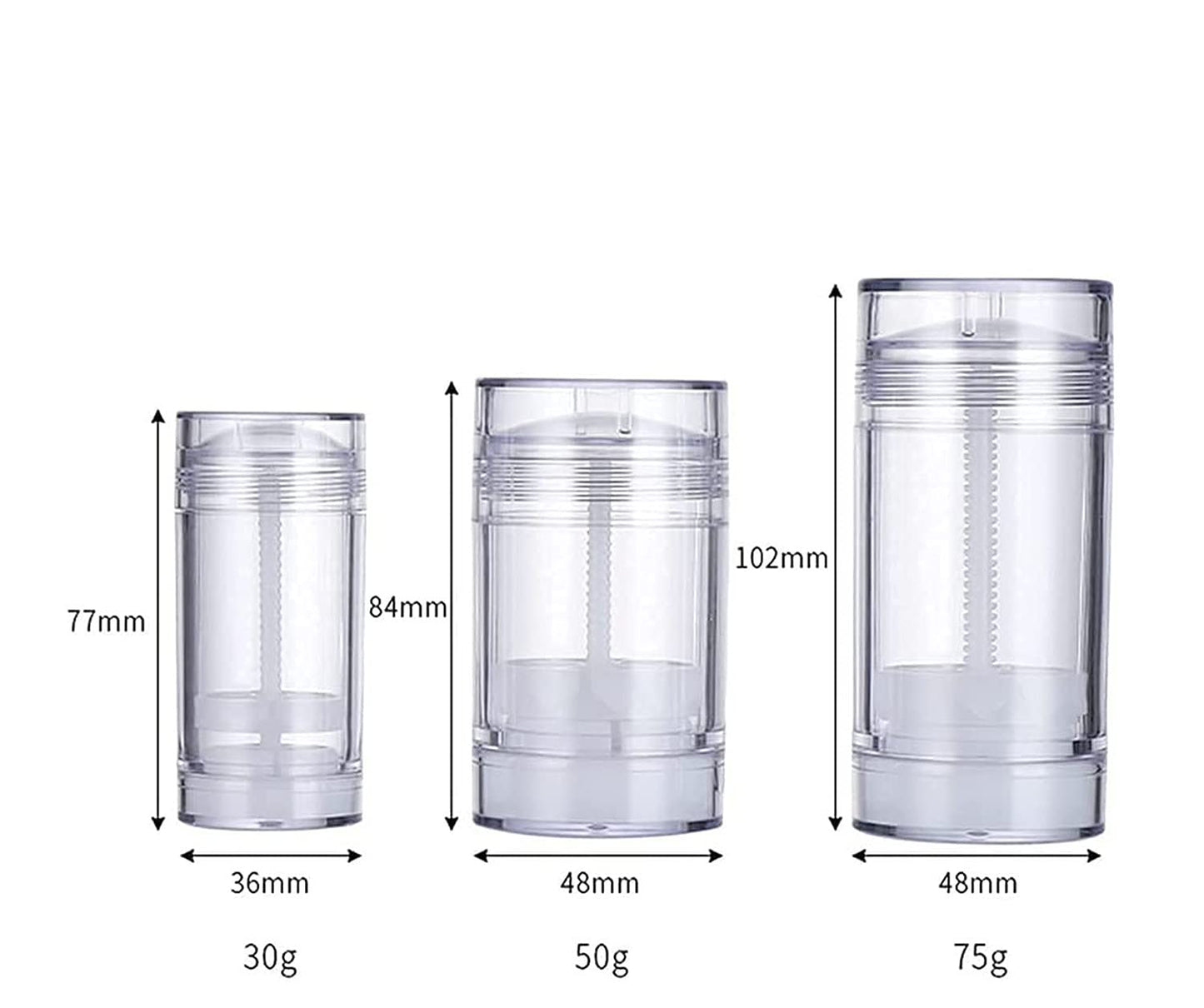 Healthcom 10 Pcs 30ml Empty Deodorant Containers Twist-up Filling Stick Clear Plastic Deodorant Container 1 Oz Refillable Deodorant Bottles Bottom-fill Round Lip Balm Tubes for DIY Lipstick Crayon Chapstick
