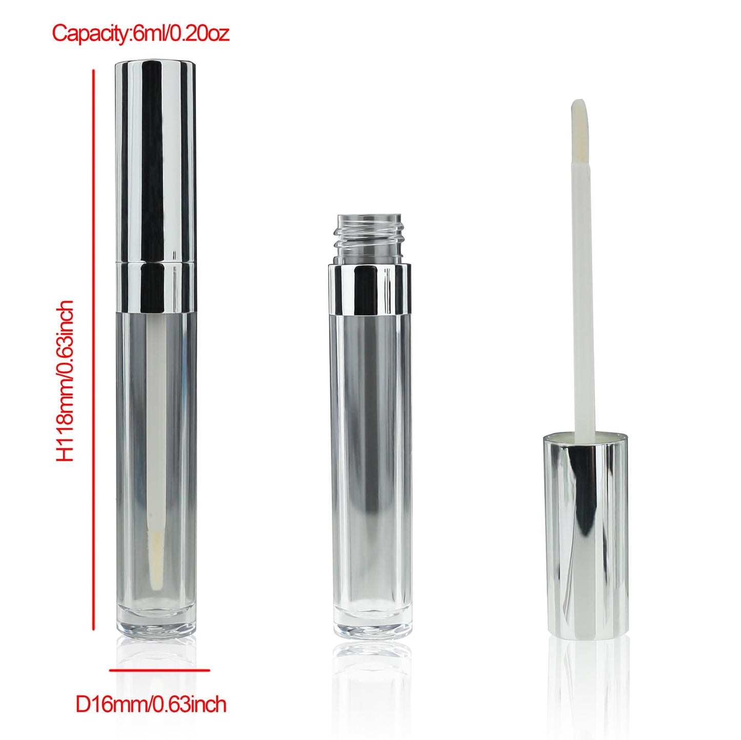 COSIDEA 12pcs 6ml 0.2oz Silver Round lip gloss tube lipgloss tubes Containers with wand for DIY lip oil