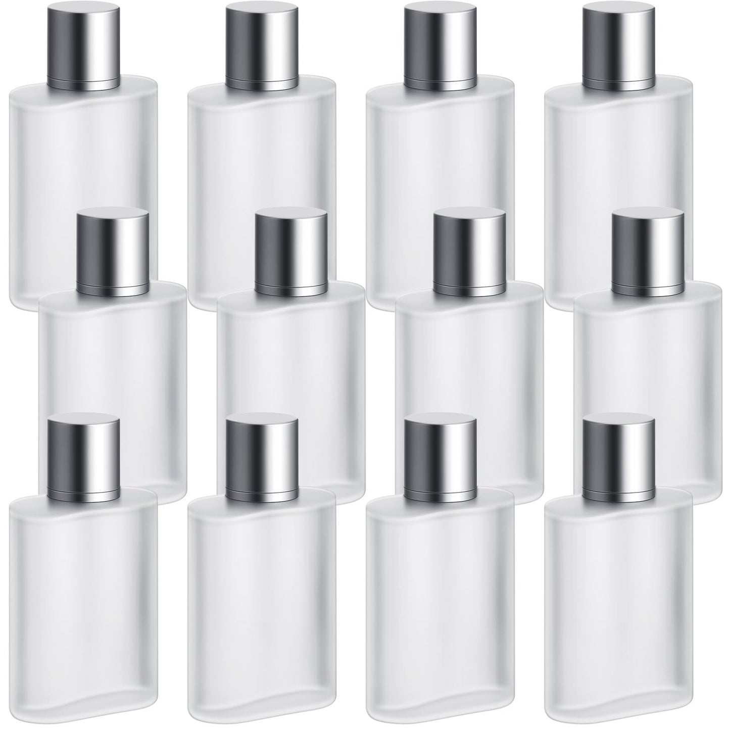 Tessco for you 12 Pcs 50/100ml Frosted Glass Bottle Perfume Atomizer Refillable Spray Empty Perfume Dispenser Fine Mist Atomizer Cosmetic Container for Travel Men Women (1.7 Ounces,Silver Gray)