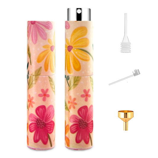 AMBOJ 10ML Atomizer Refillable Perfume Spray Bottle for Travel, Cute Empty Perfume Dispenser, Portable Sprayer Travel Essentials for Men and Women, colorful yellow daisy