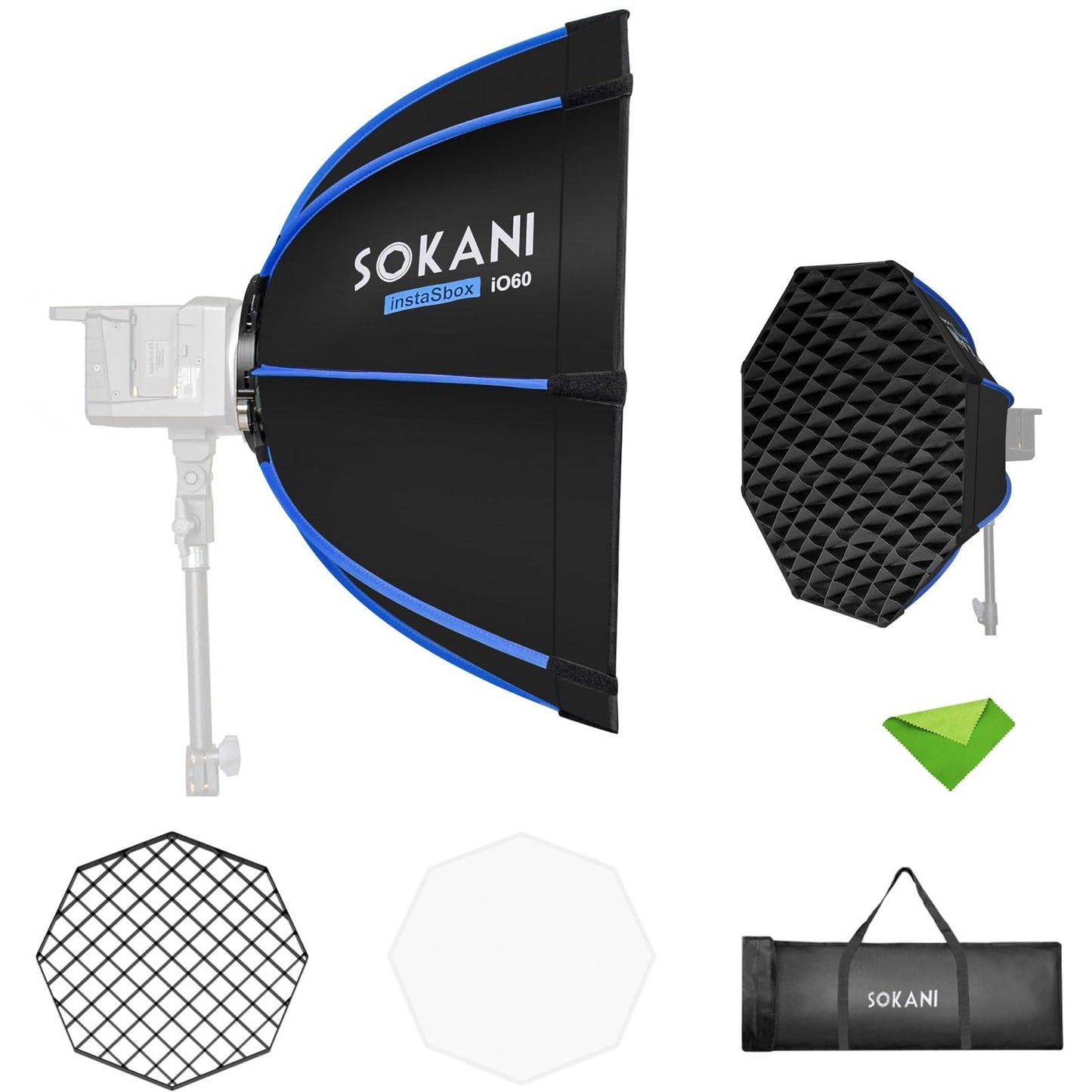 Sokani 23.6"/60cm Octagonal Softbox, Bowens Mount with Honeycomb Grid